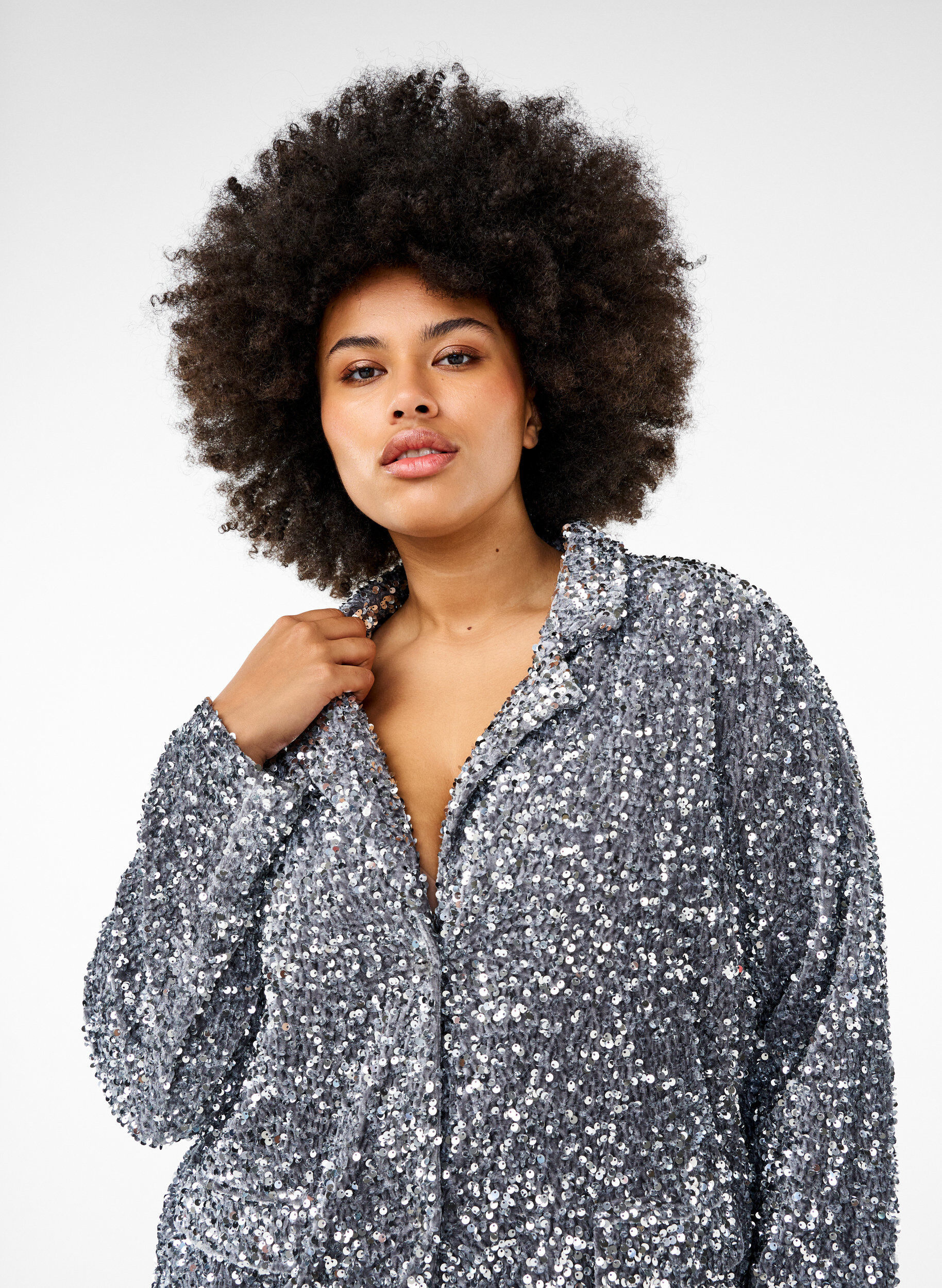 Zizzi Blazer &agrave; paillettes avec des poches, Silver, Image image number 0