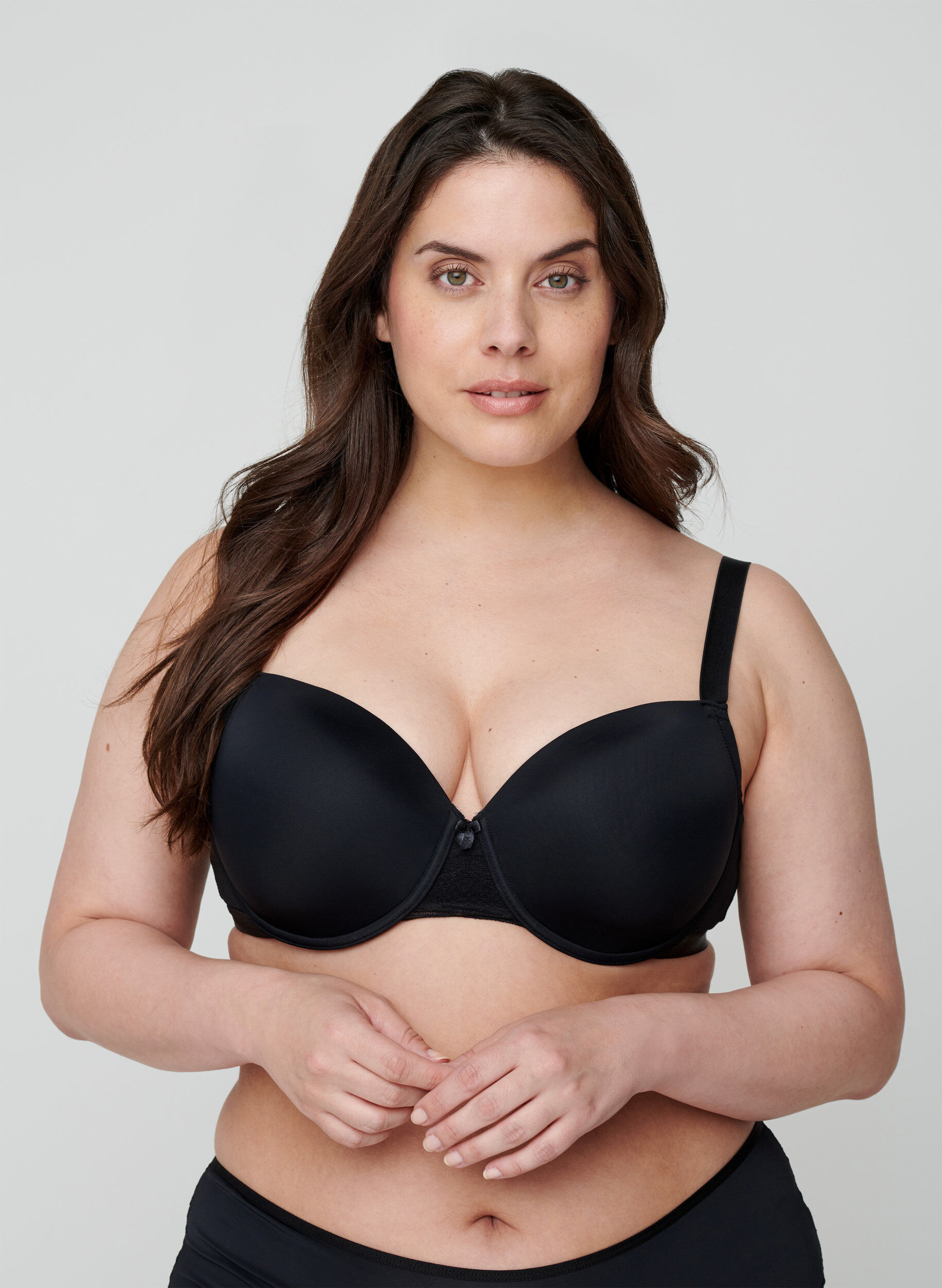 Zizzi Geformter BH mit Mesh, Schwarz, Model image number 0
