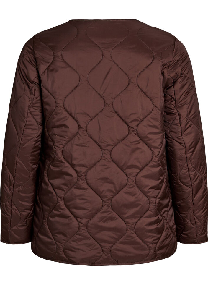 Veste matelass&eacute;e avec boutons-pression et col rond, Marron, Packshot image number 1