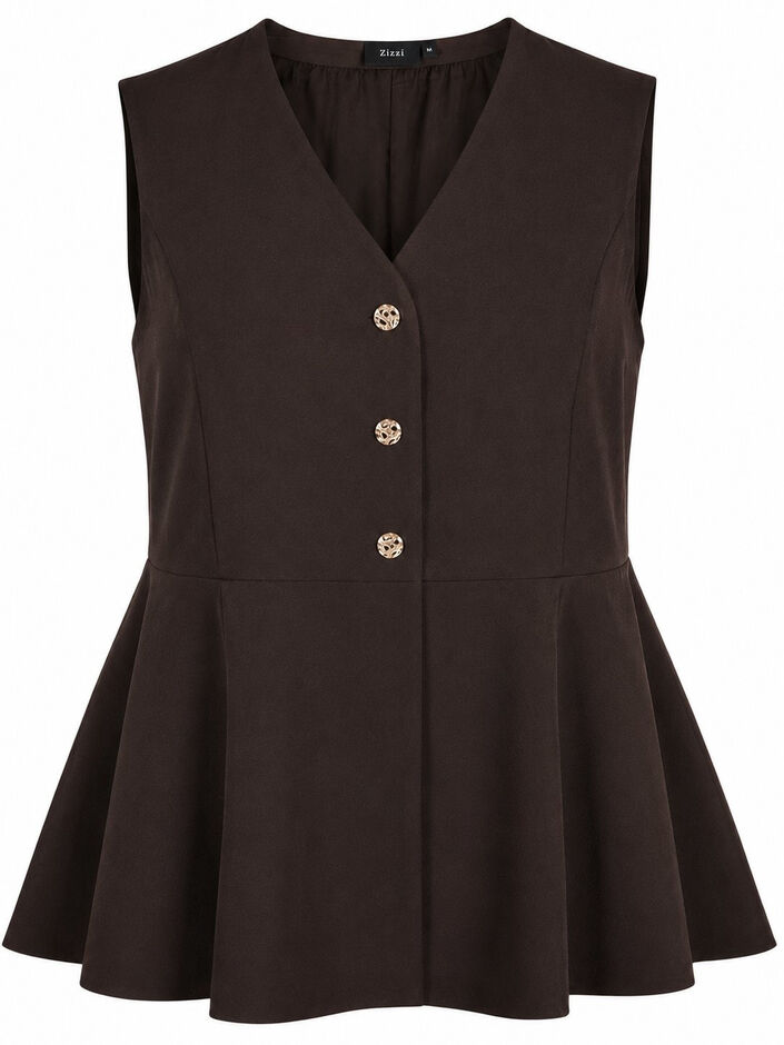 Gilet &agrave; fines rayures avec basque, Marron, Packshot image number 0