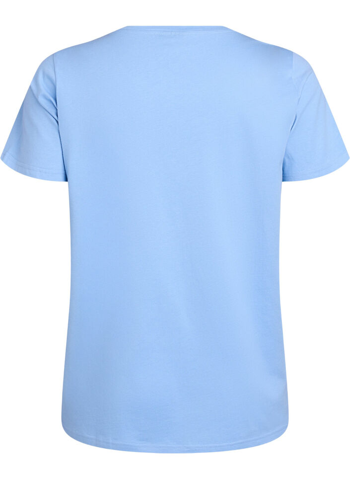 T-Shirt aus Bio-Baumwolle mit geblümter Stickerei, Della R. Blue w. EMB, Packshot image number 1