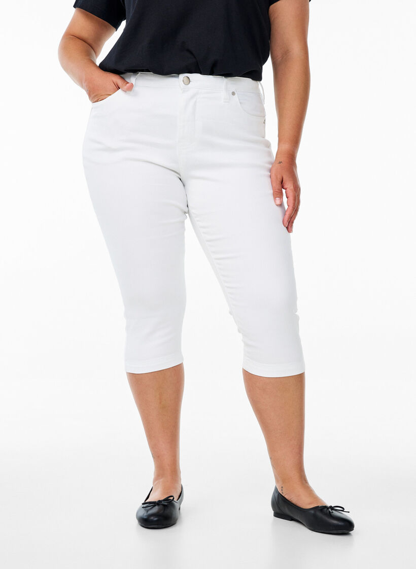Amy Caprijeans mit hohem Taille und Super Slim Fit, Wei&szlig;, Model image number 2