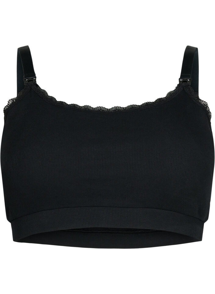 Soutien-gorge d'allaitement en qualité côtelée, Black, Packshot image number 0