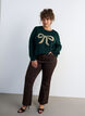 Pull avec n&oelig;ud &agrave; paillettes, Vert fonc&eacute;, Model image number 1