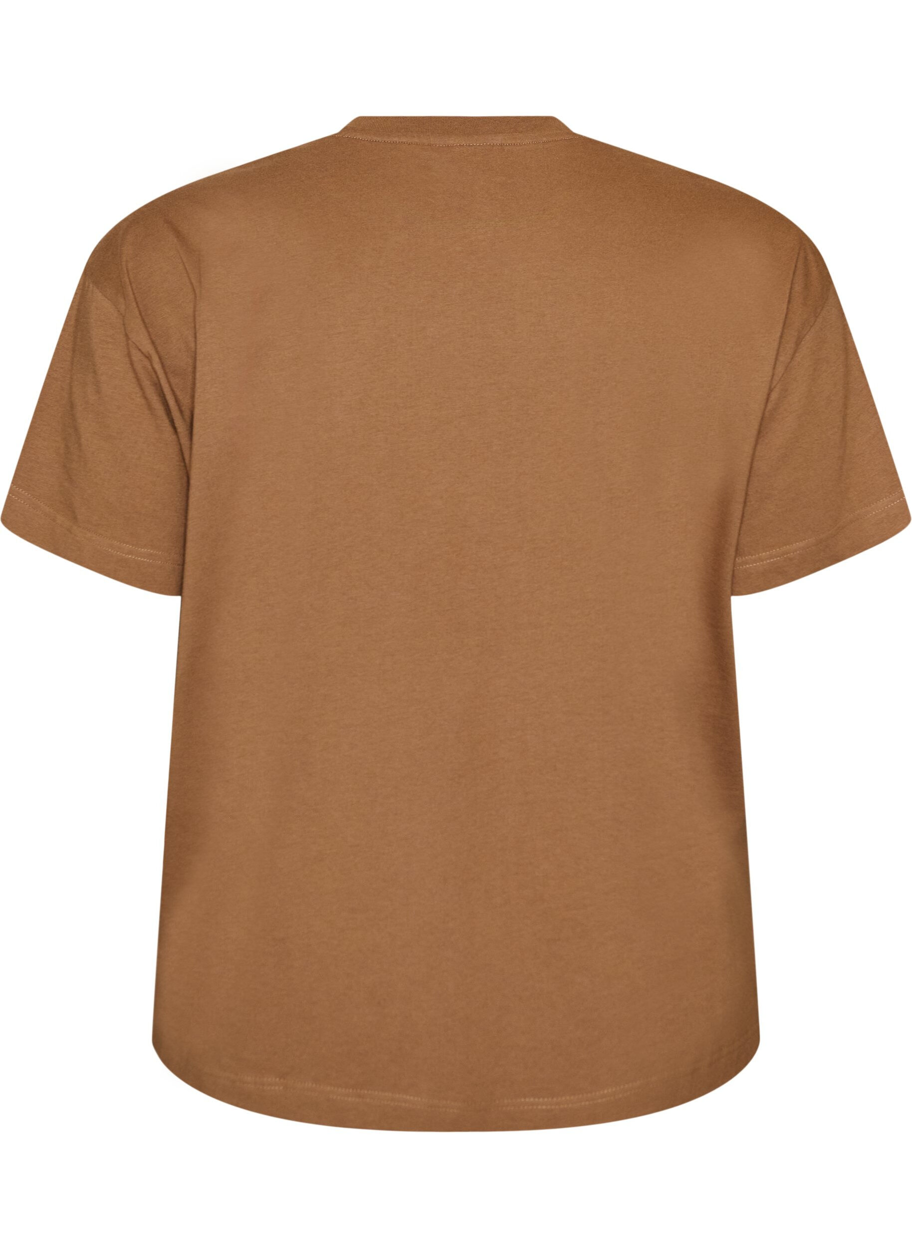 ZizziT-Shirt aus 100% Baumwolle mit kurzen &Auml;rmeln und Print, Braun, Packshot image number 1