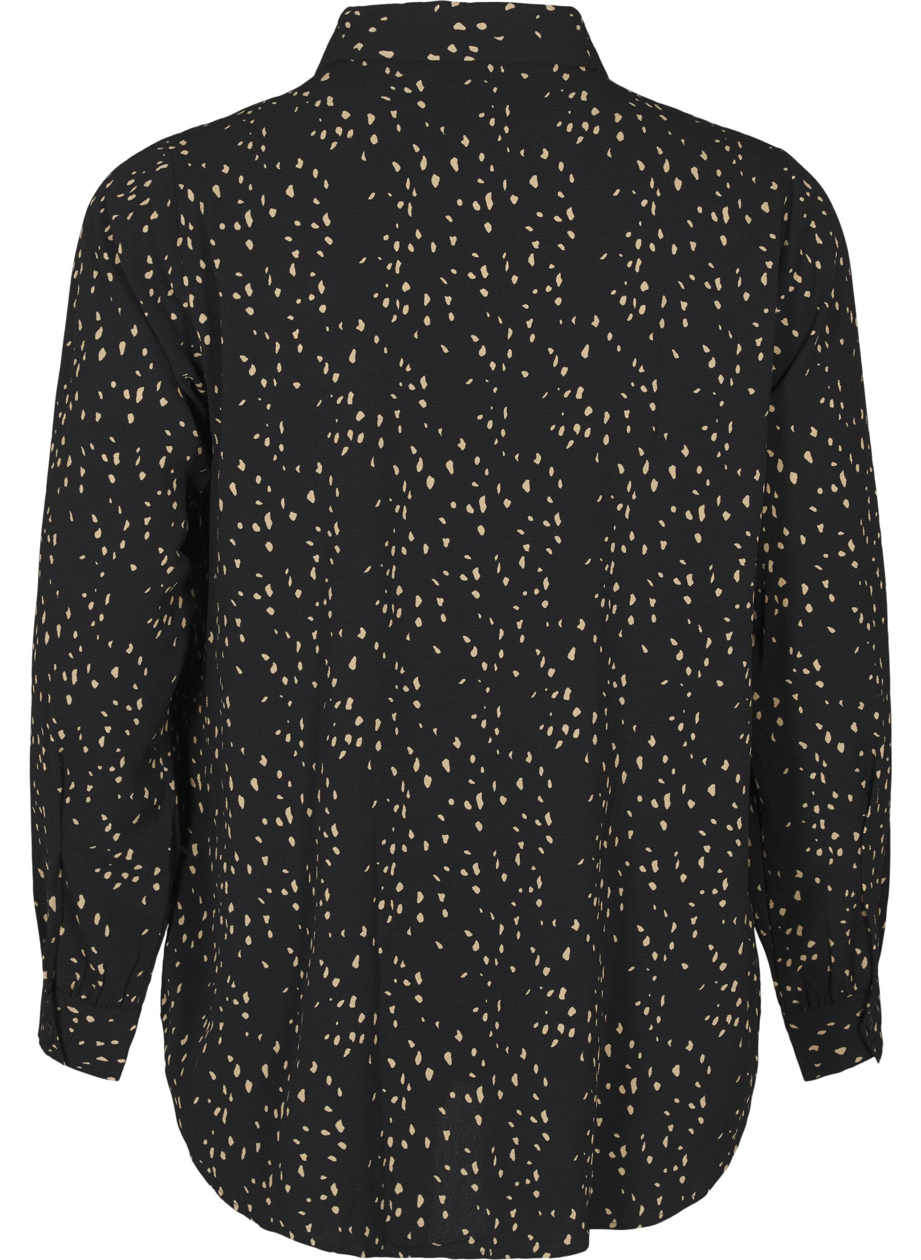 Zizzi Chemise &agrave; pois avec col, Black w. Dot AOP, Packshot image number 1