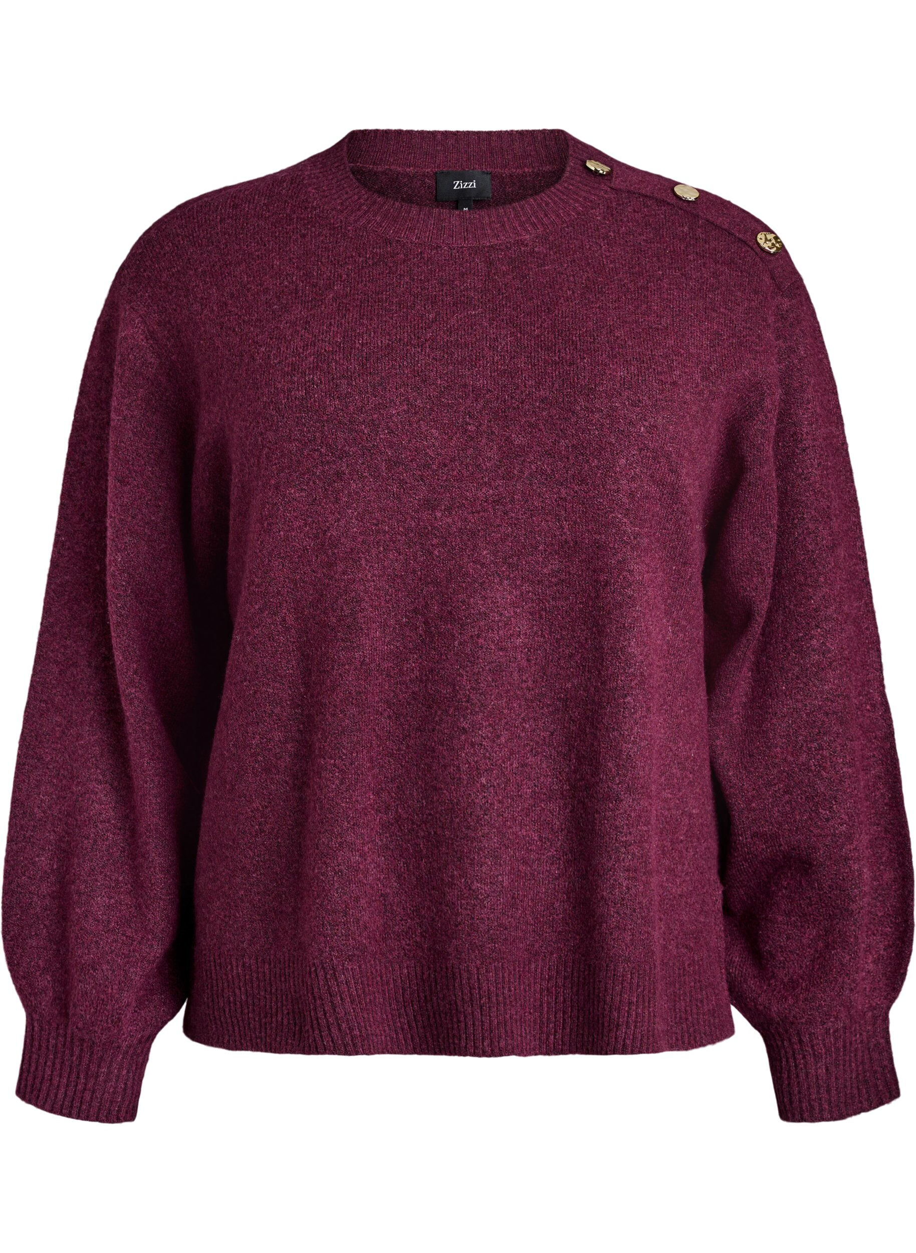 ZizziStrickbluse mit Knopfleiste, Dunkles Bordeaux, Packshot image number 0