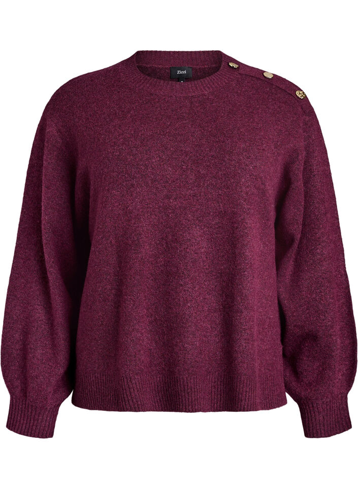 Strickbluse mit Knopfleiste, Dunkles Bordeaux, Packshot image number 0