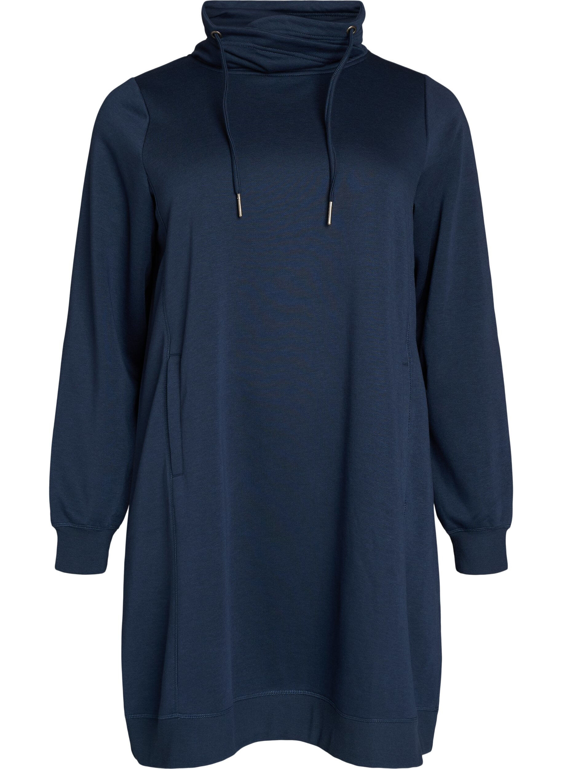 ZizziRobe sweat-shirt courte &agrave; col montant et poches, Bleu, Packshot image number 0