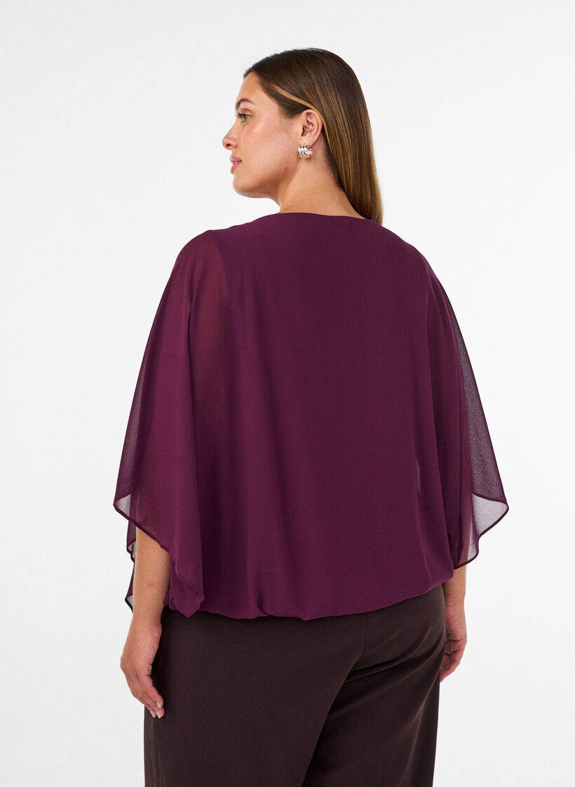 Chiffonbluse mit Balloneffekt, Lila, Model image number 2