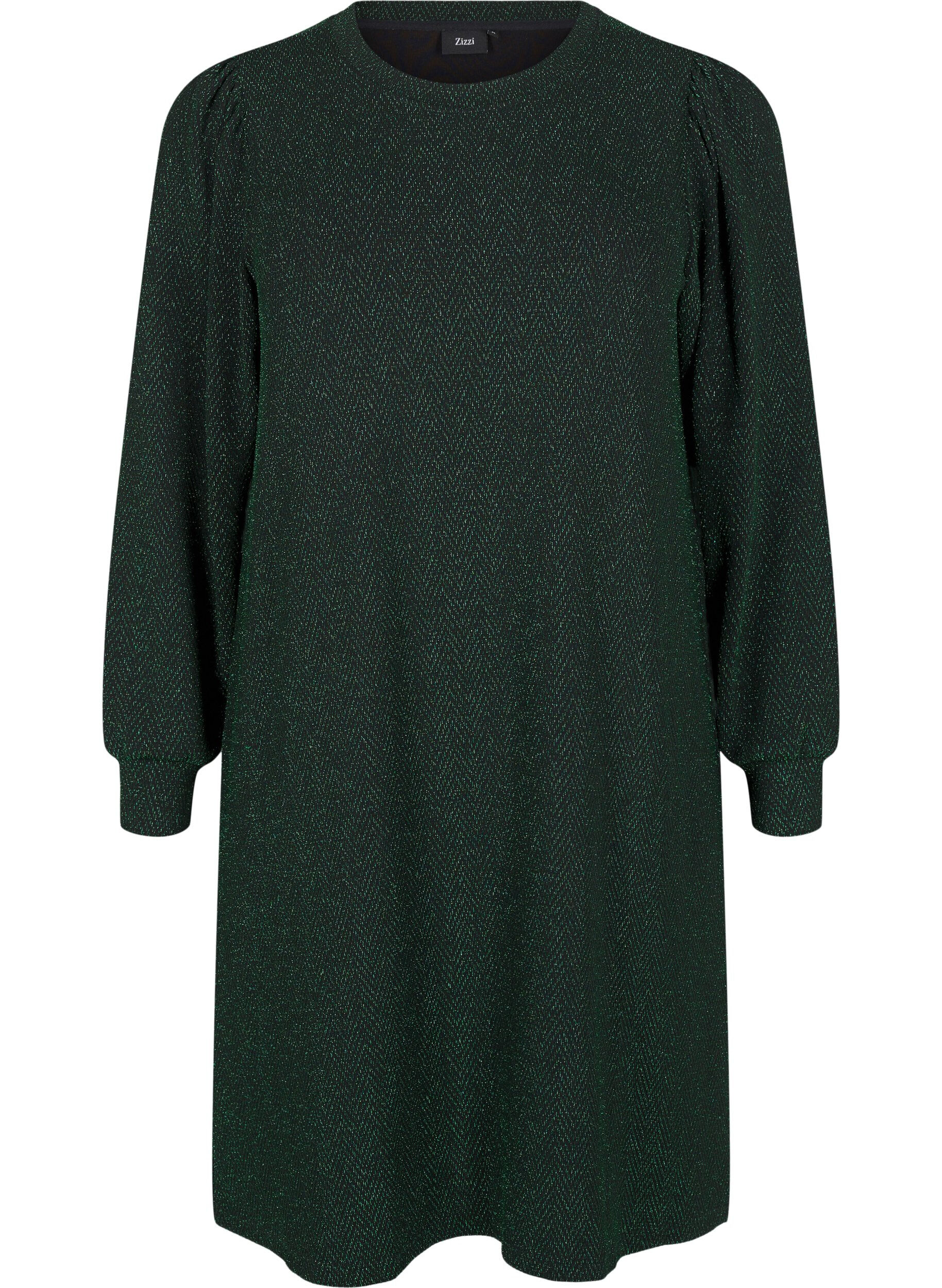 Zizzi Kleid mit Zickzackmuster und Glitzer, Scarab ZigZagShimmer, Packshot image number 0