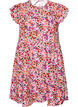 Robe fleurie en coton avec volants et col en V, Rose, Packshot image number 0
