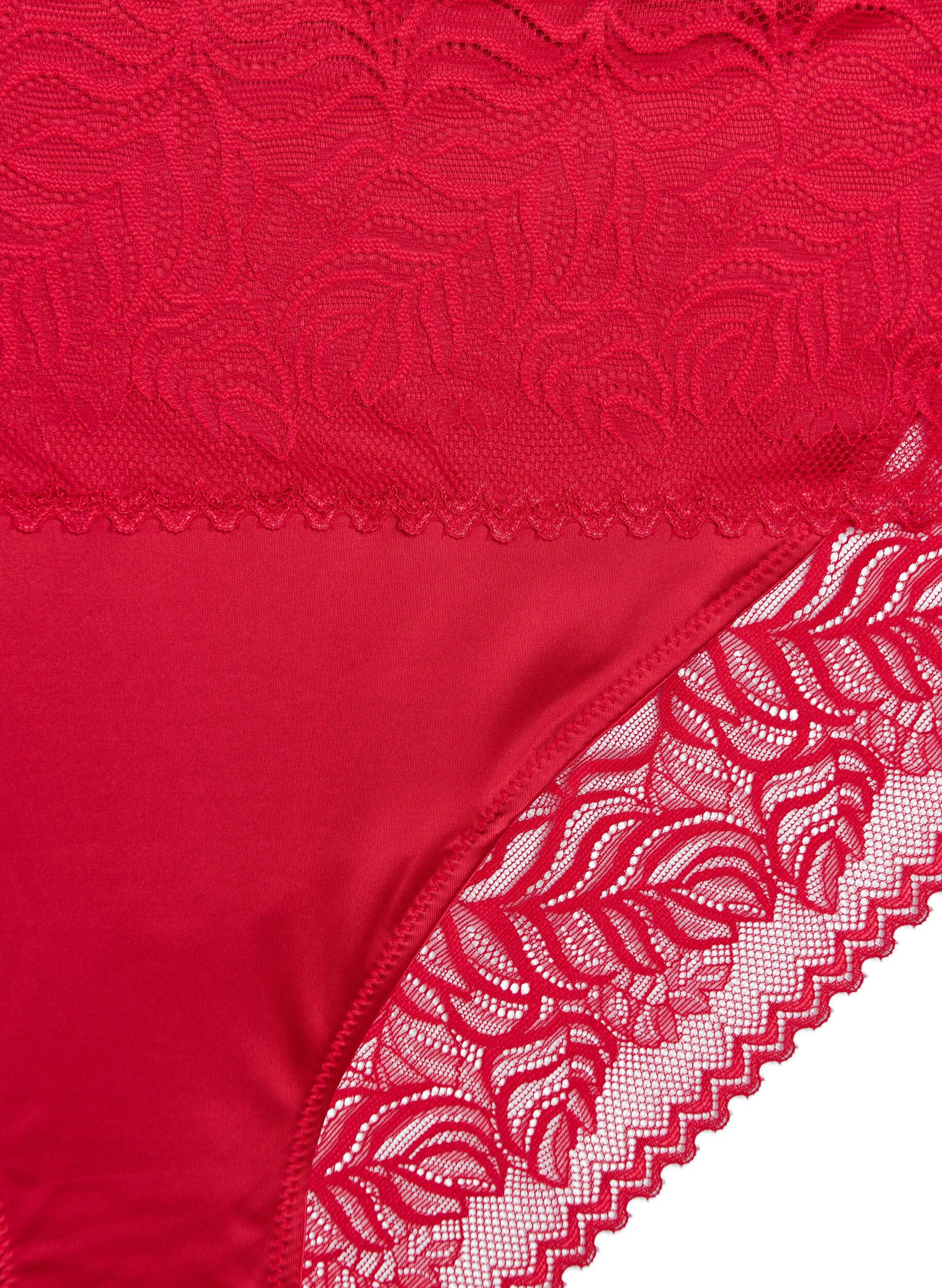 Zizzi Culotte tai en dentelle et microfibre brillante, Rouge, Packshot image number 2