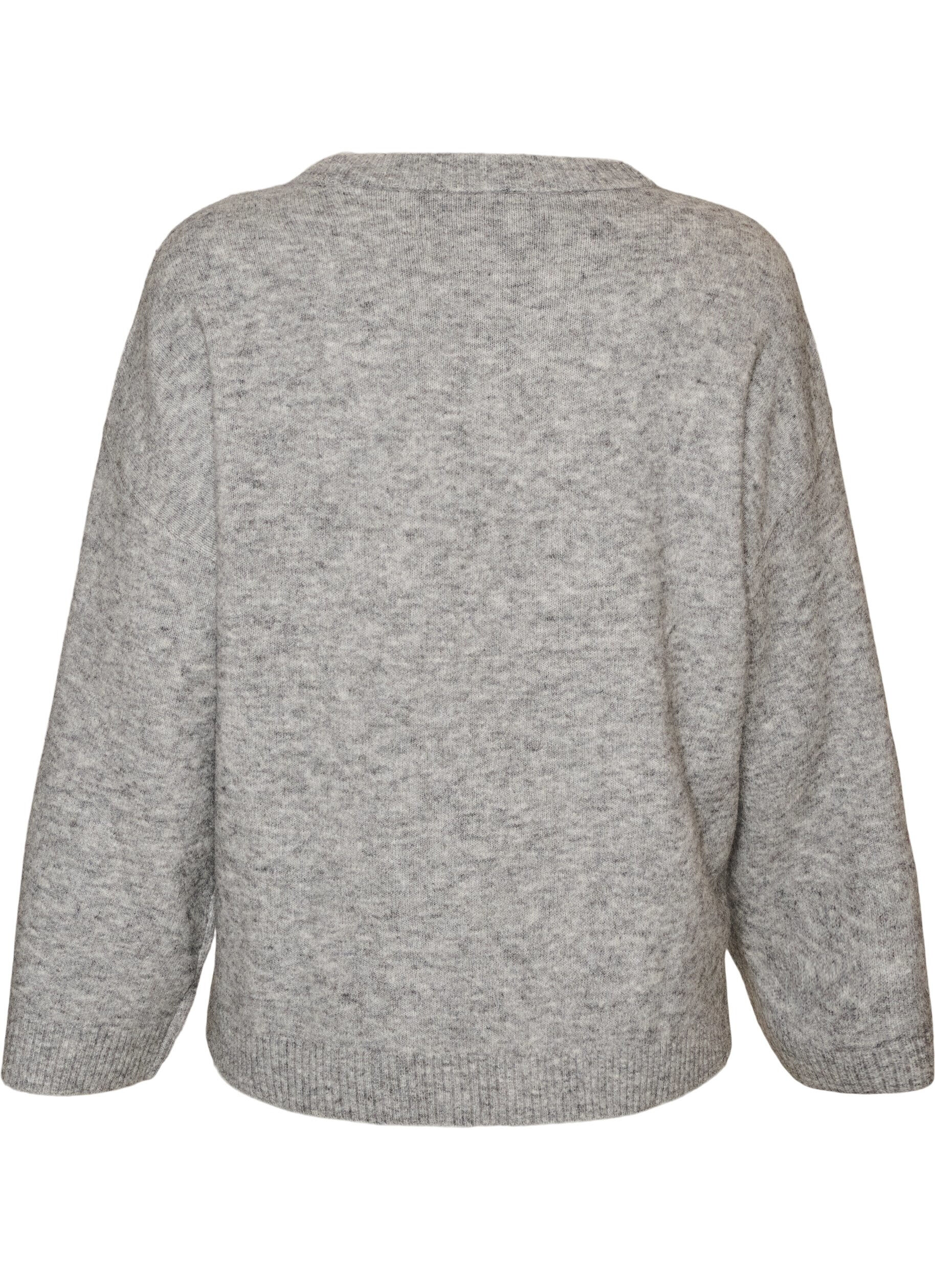 ZizziLocker gestrickte Bluse mit Alpaka und Wolle, Grau, Packshot image number 1