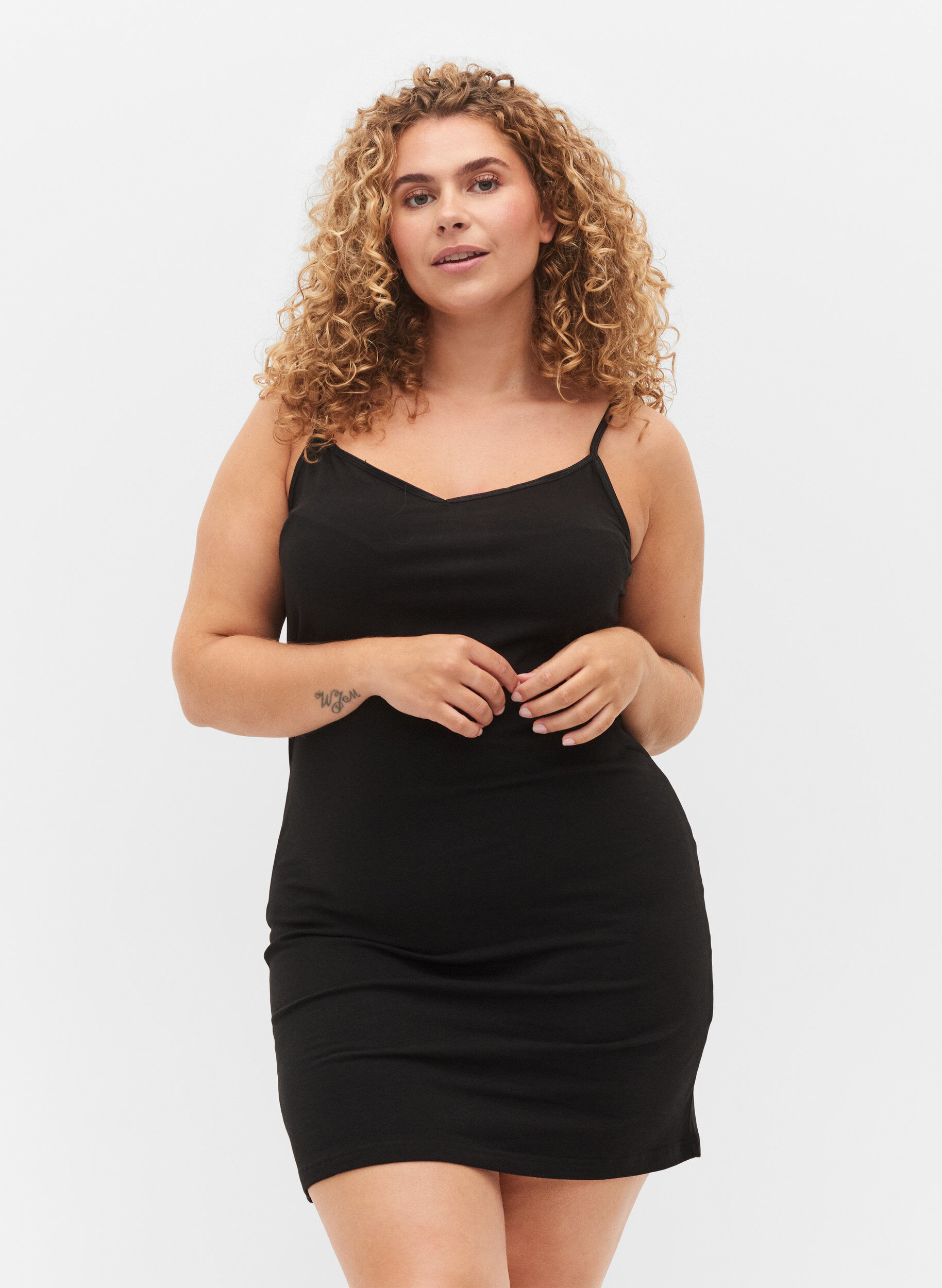  D&eacute;bardeur long basique en coton, Noir, Model
