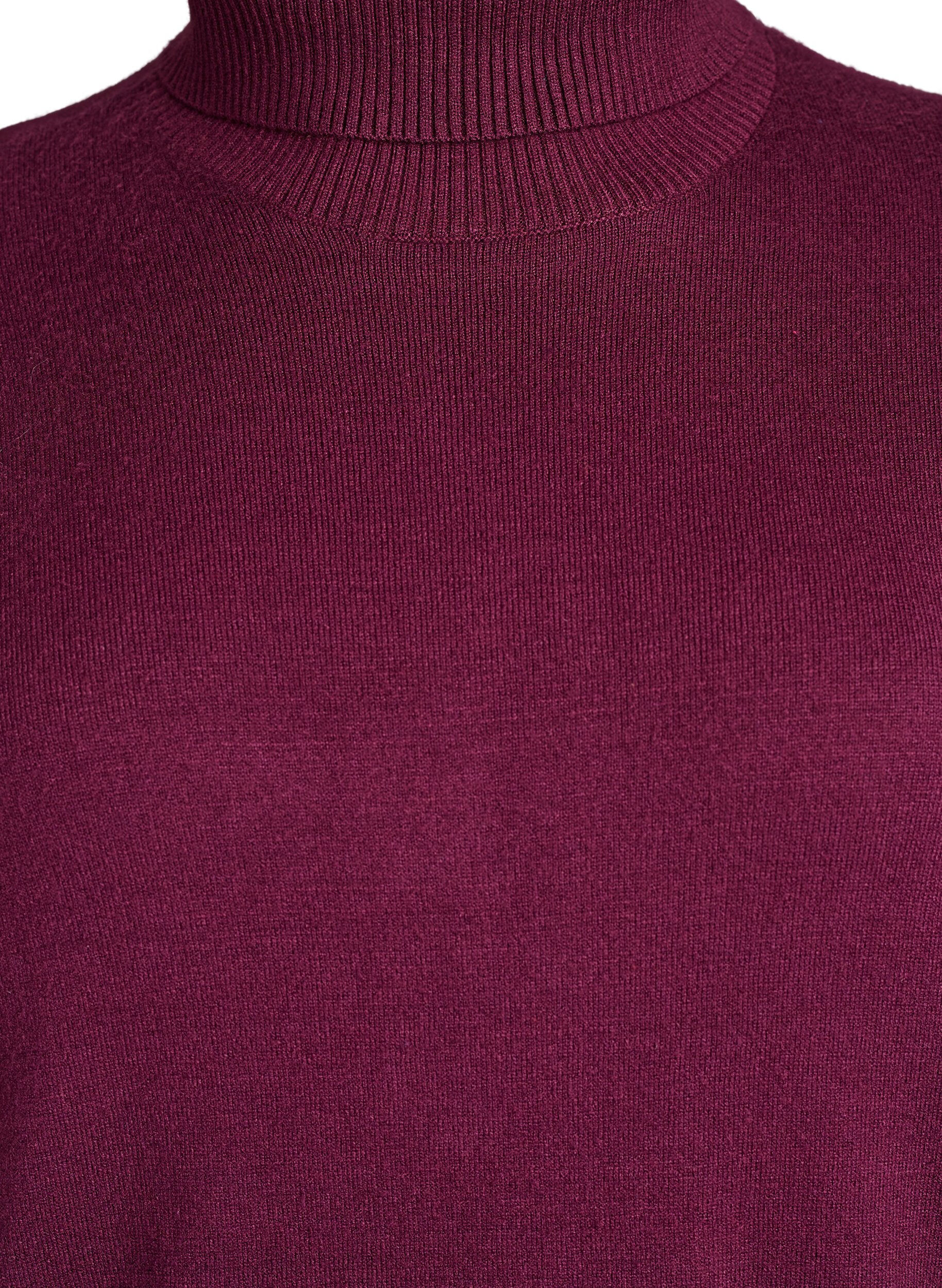 Zizzi Strickbluse mit Rollkragen und seitlichen Kn&ouml;pfen, Dunkles Bordeaux, Packshot image number 2