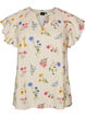Bluse aus Viskose und Leinen mit R&uuml;schen&auml;rmeln, Beige, Packshot image number 0