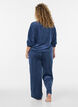 Blouse en velours avec texte brod&eacute;, Bleu, Model image number 2