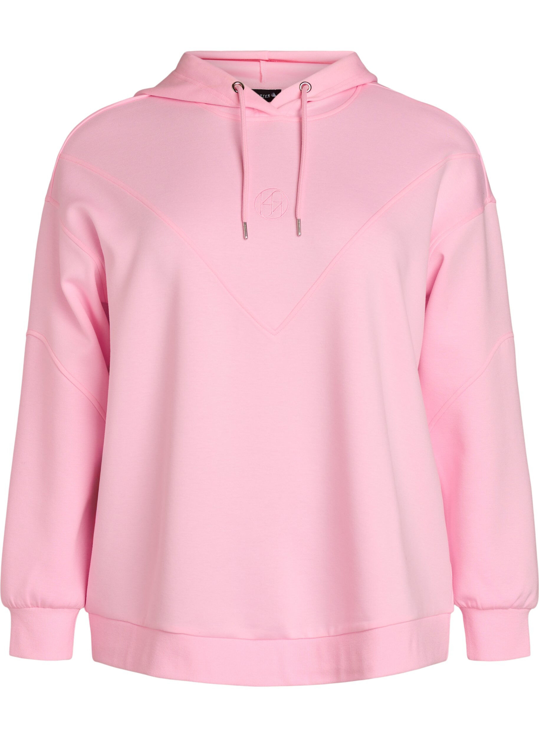 Zizzi Sportlicher Scuba-Hoodie mit Ziern&auml;hten, Pink, Packshot image number 0