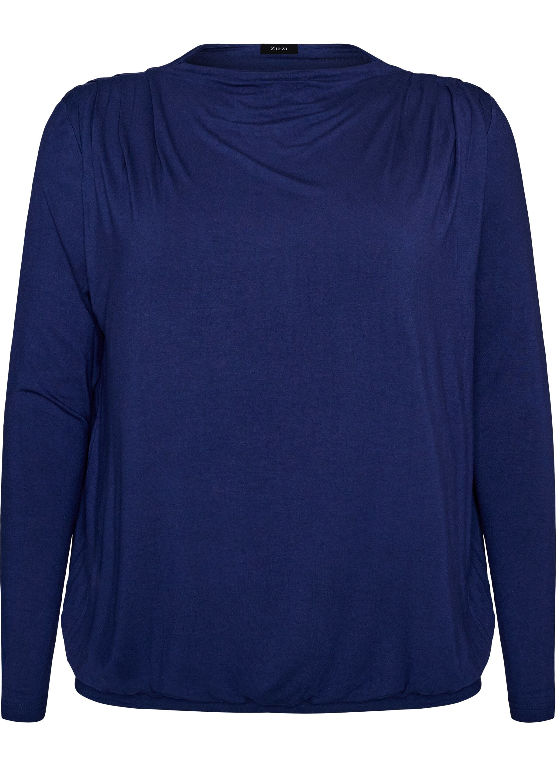 ZizziBluse mit U-Boot-Ausschnitt und Ballon-Passform, Blau, Packshot image number 0