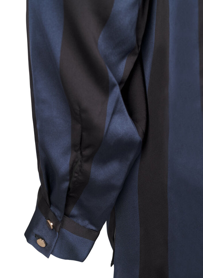 Satin-Hemd mit Streifen, Spellbound w. Black, Packshot image number 4