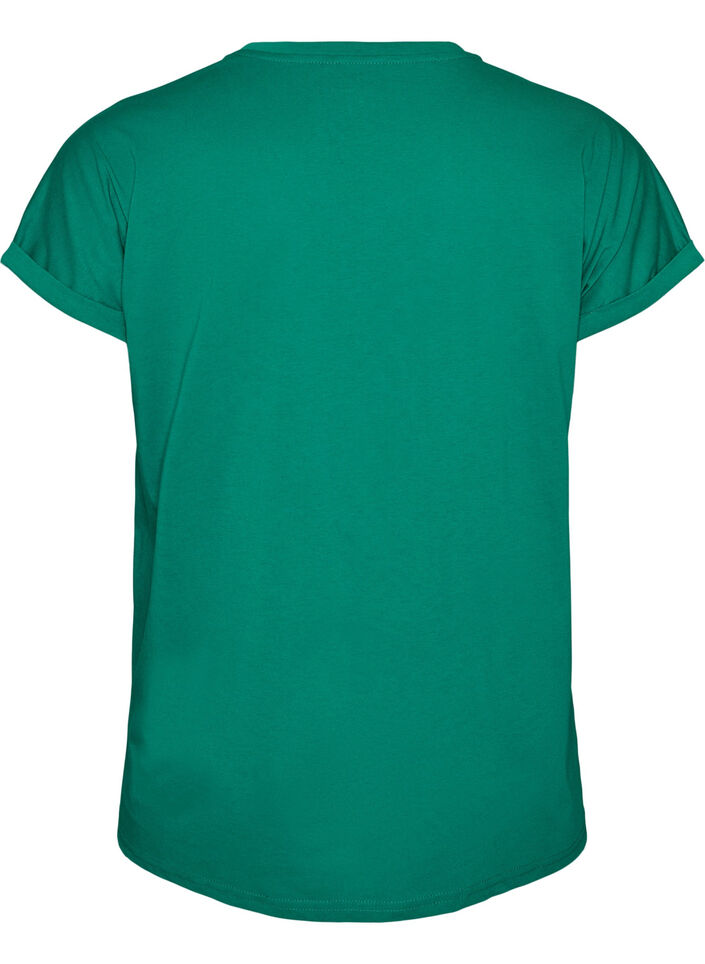 T-shirt &agrave; manches courtes en coton m&eacute;lang&eacute;, Vert, Packshot image number 1