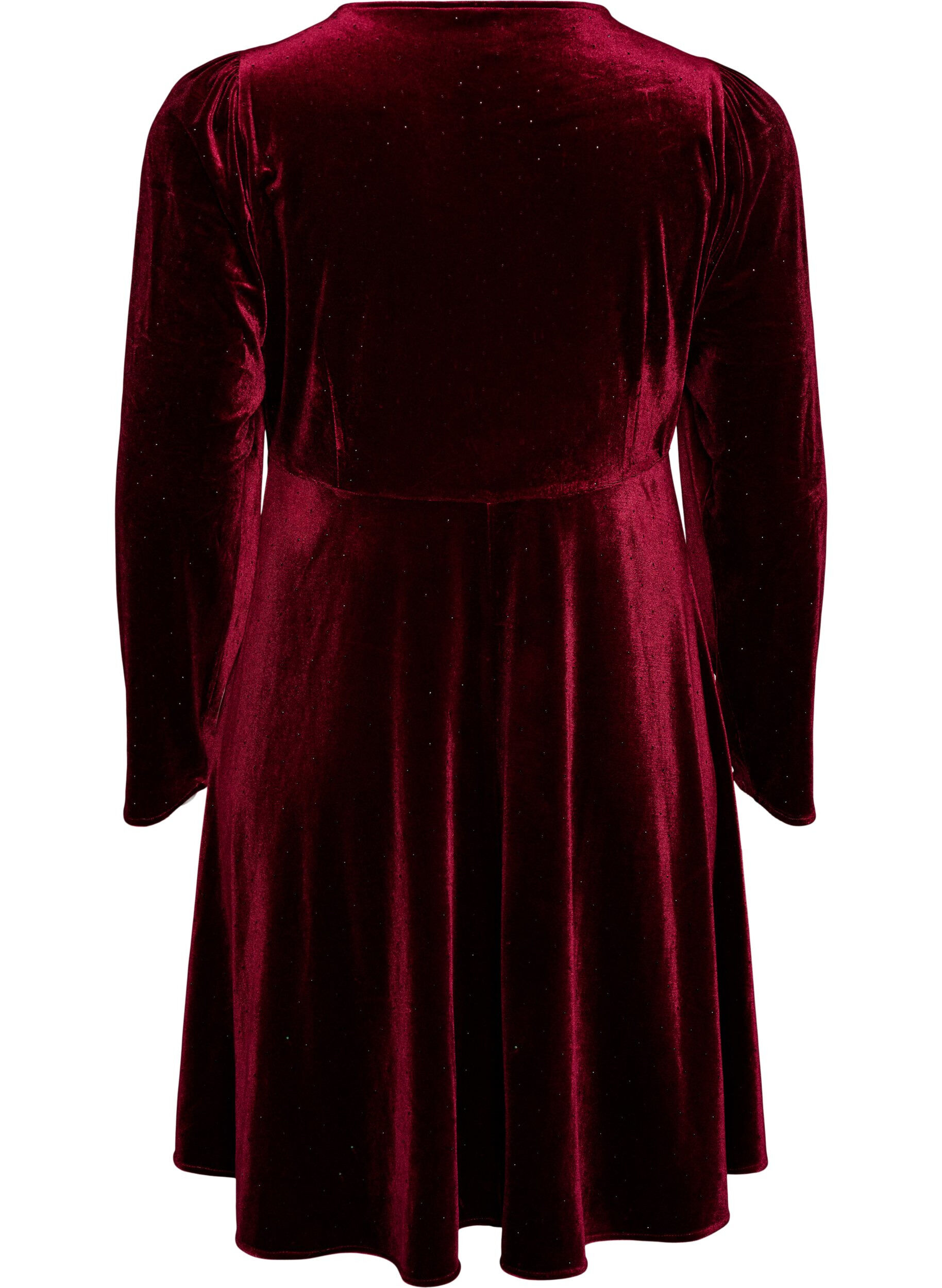 ZizziRobe en velours avec strass et coupe &eacute;vas&eacute;e, Bordeaux, Packshot image number 1