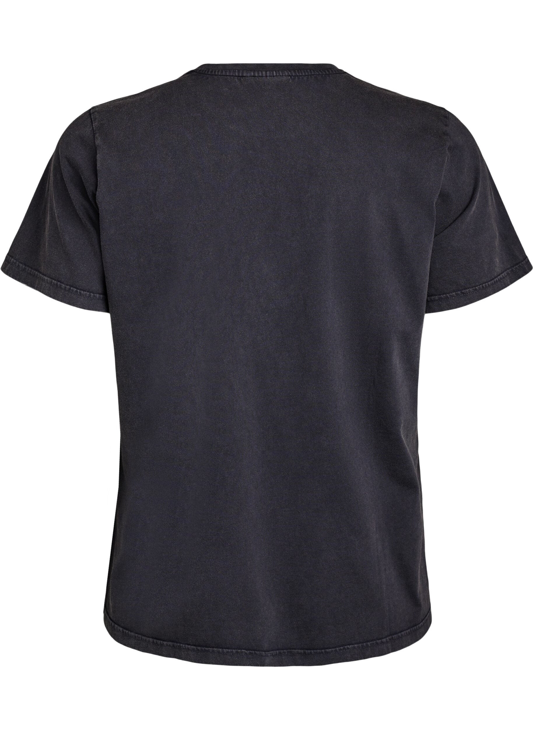 Zizzi T-shirt en coton biologique avec une impression cool, Gris anthracite, Packshot image number 1