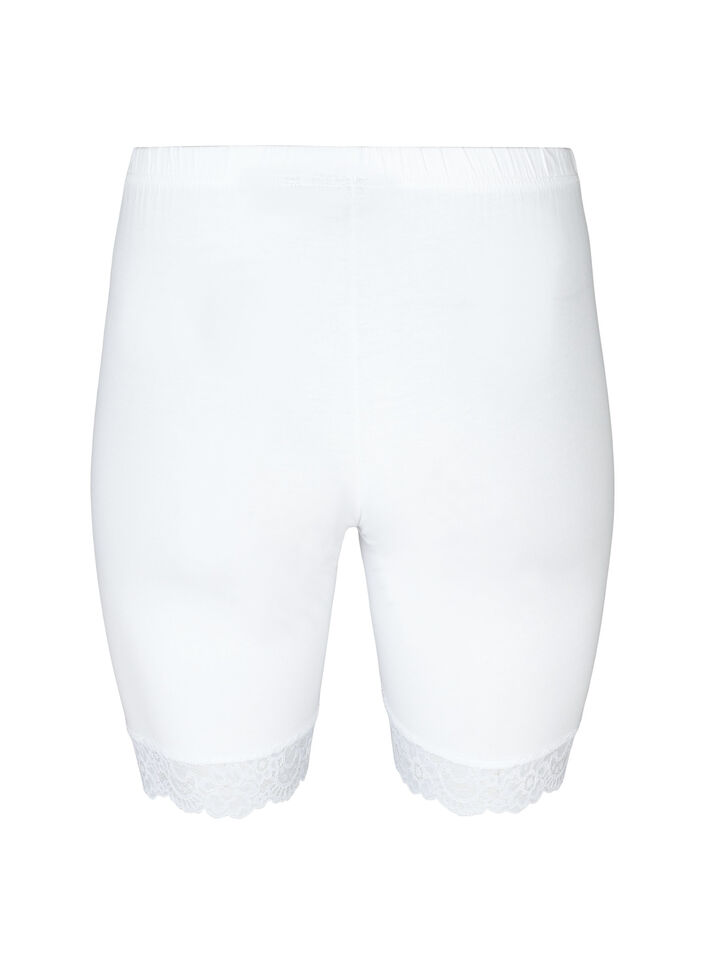 Fahrradshorts mit Spitzensaum, Wei&szlig;, Packshot image number 1