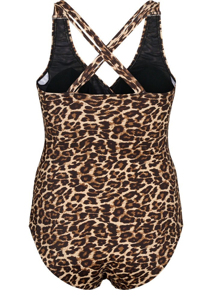 Maillot de bain avec dos croisé et inserts amovibles, Leopard Print, Packshot image number 1