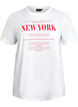 T-shirt avec imprim&eacute; de texte et col rond, Blanc, Packshot image number 0