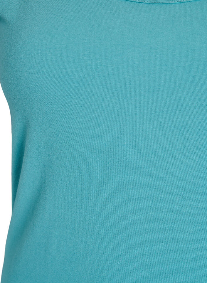 Solide Farbe Grundoberteil aus Baumwolle, Blau, Packshot image number 2