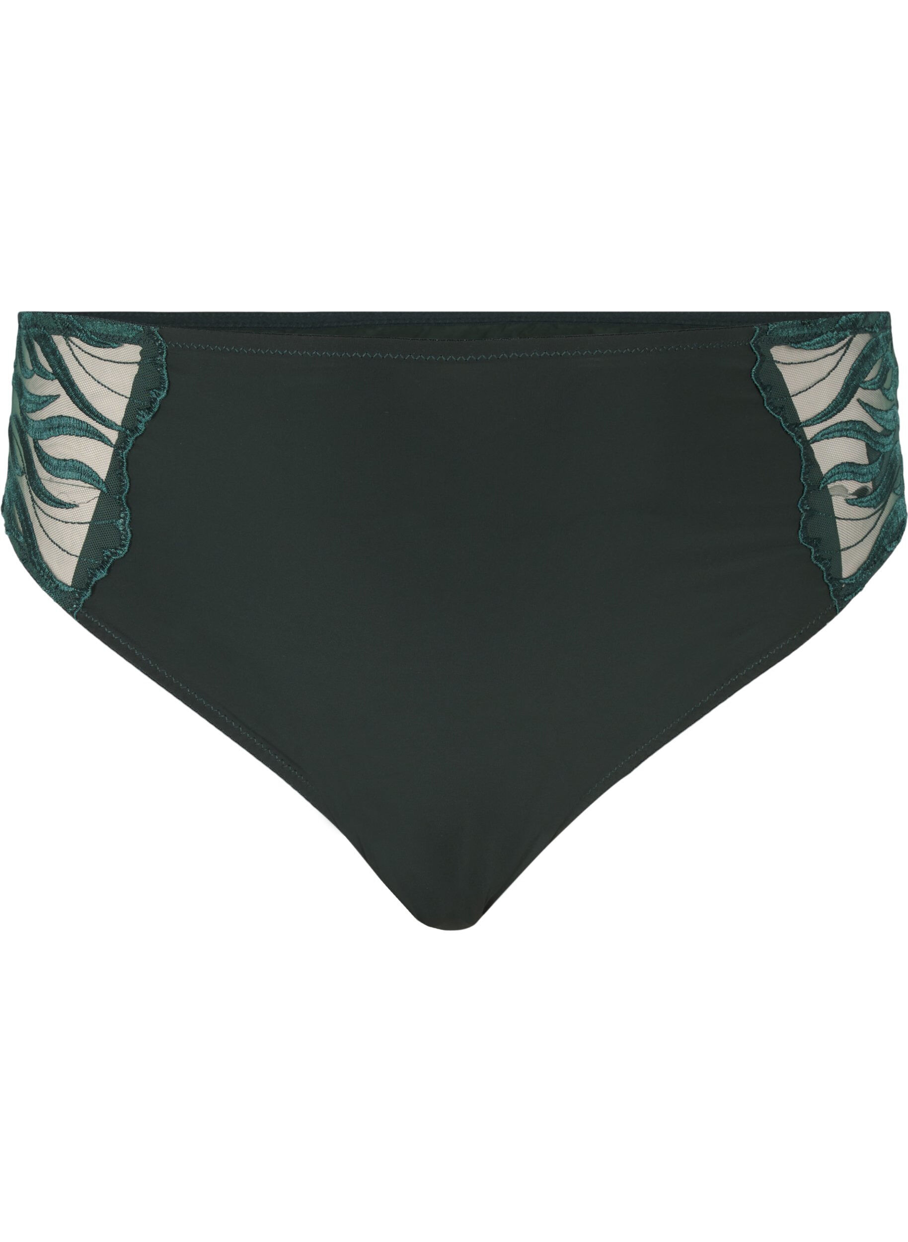 Zizzi Culotte tai avec broderie et taille r&eacute;guli&egrave;re, Vert fonc&eacute;, Packshot image number 0