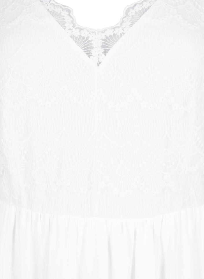 Partykleid mit Spitze und Empire-Taille, Bright White, Packshot image number 2