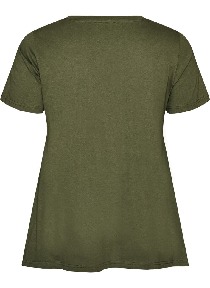 T-shirt &agrave; col rond et coupe &eacute;vas&eacute;e, Vert, Packshot image number 1