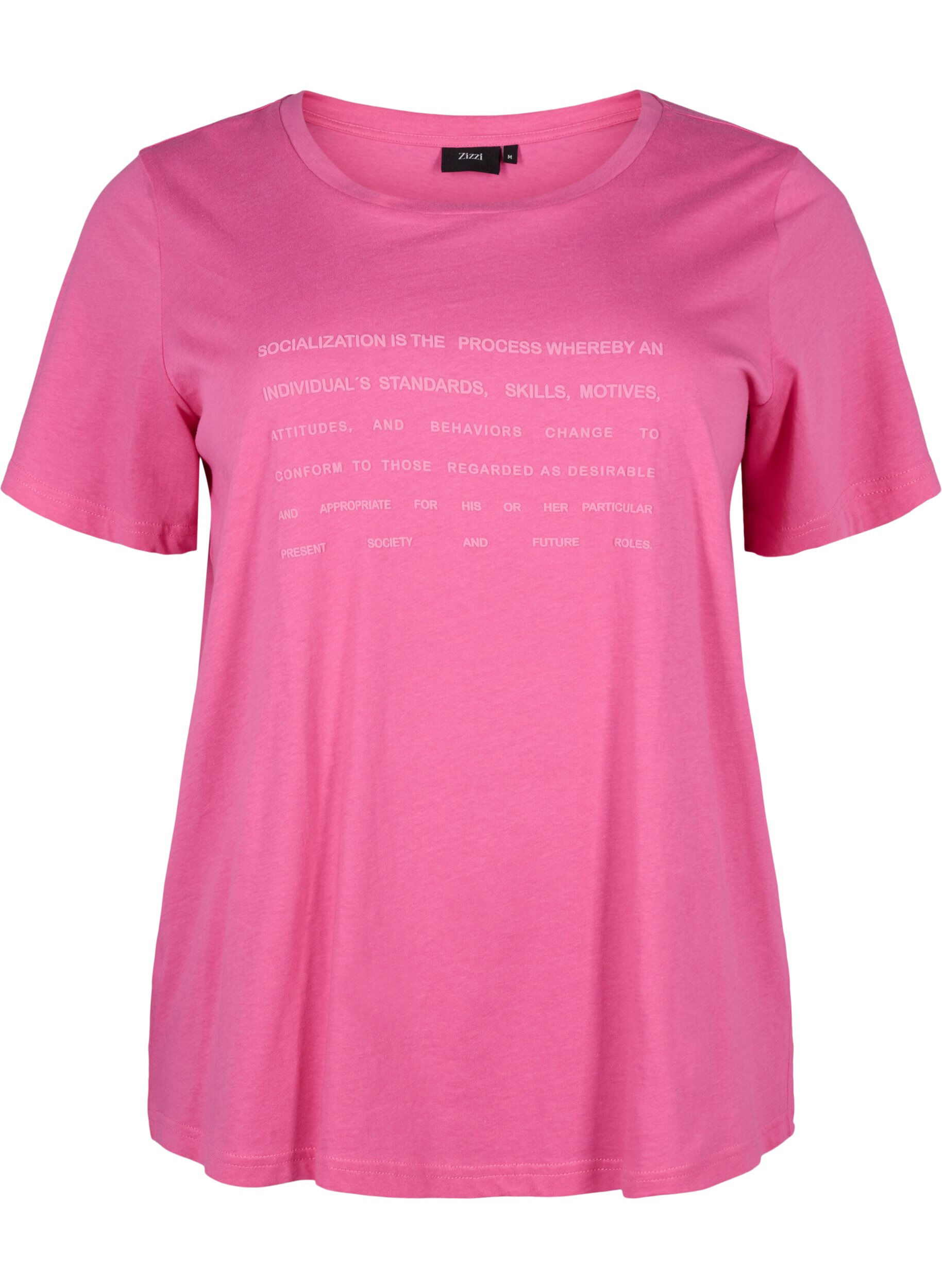 Zizzi T-Shirt mit Text-Motiv, Shocking Pink W.Pink, Packshot image number 0