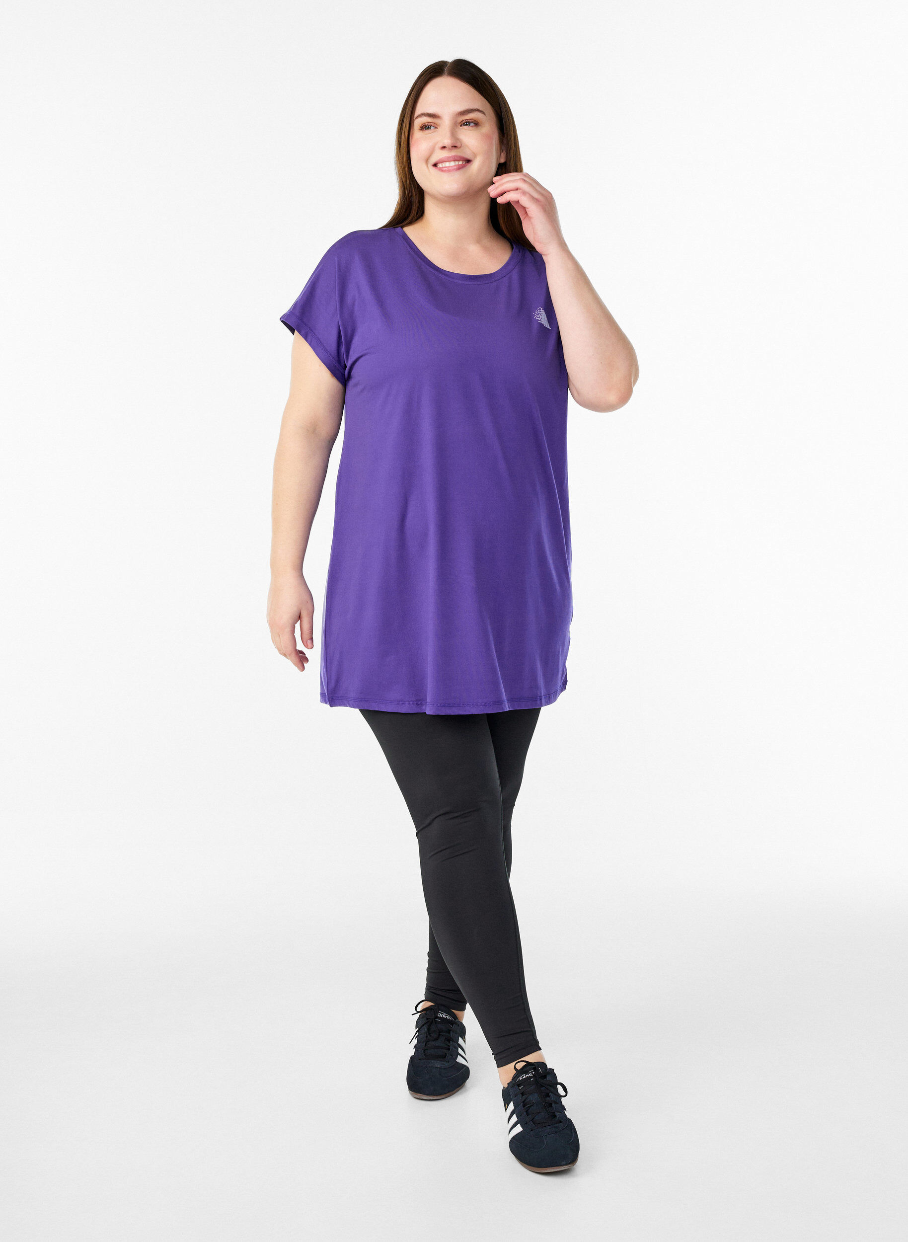 Zizzi T-shirt long d'entra&icirc;nement, Violet, Model image number 1