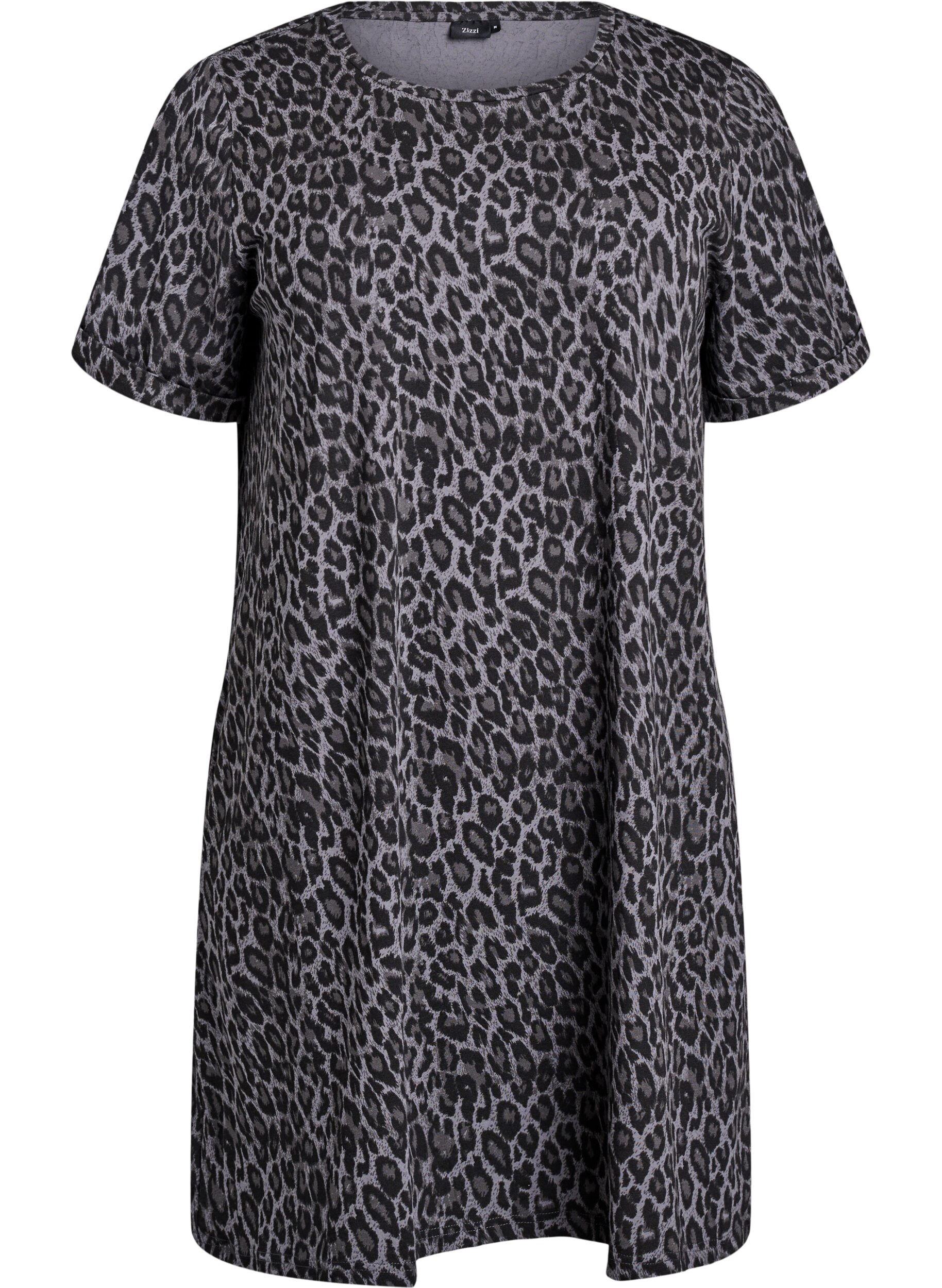 Zizzi Robe T-shirt courte en jersey de coton, Gris, Packshot image number 0