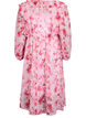 Robe en chiffon fleuri avec volants et manches longues, Rose, Packshot image number 1