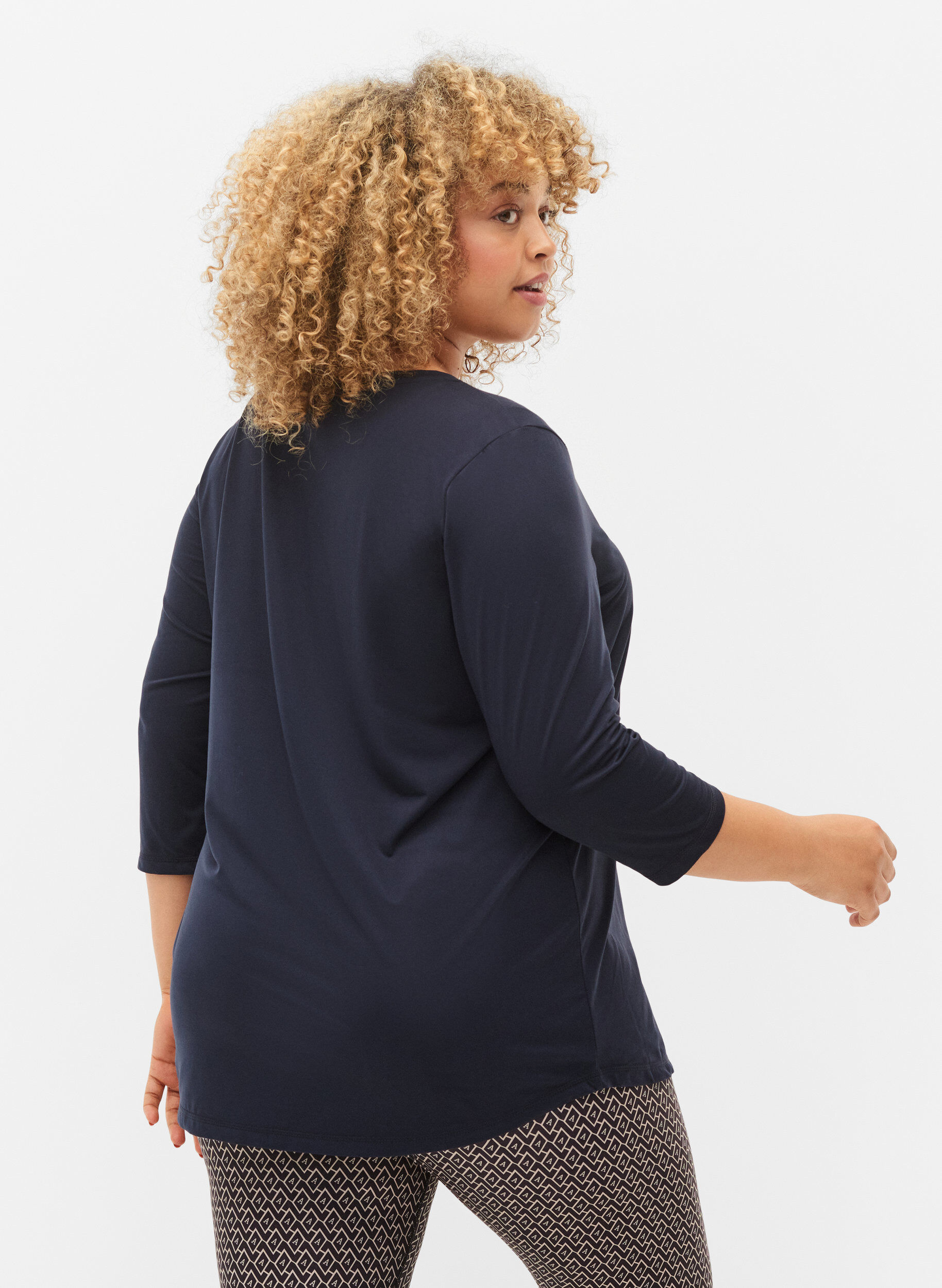 Zizzi Trainingstop mit 3/4 &Auml;rmeln, Blau, Model image number 2