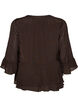 Bluse mit 3/4-&Auml;rmeln und R&uuml;schendetails, Braun, Packshot image number 1