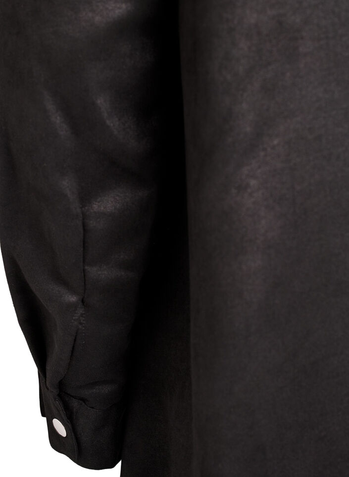Langes Hemd aus Wildlederimitat mit Reißverschluss, Schwarz, Packshot image number 3