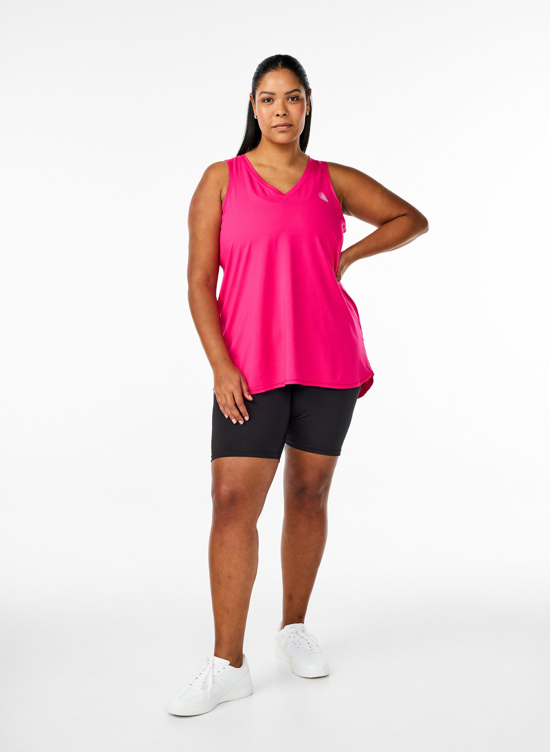 Zizzi Top de sport avec col en V, Rose, Model image number 1
