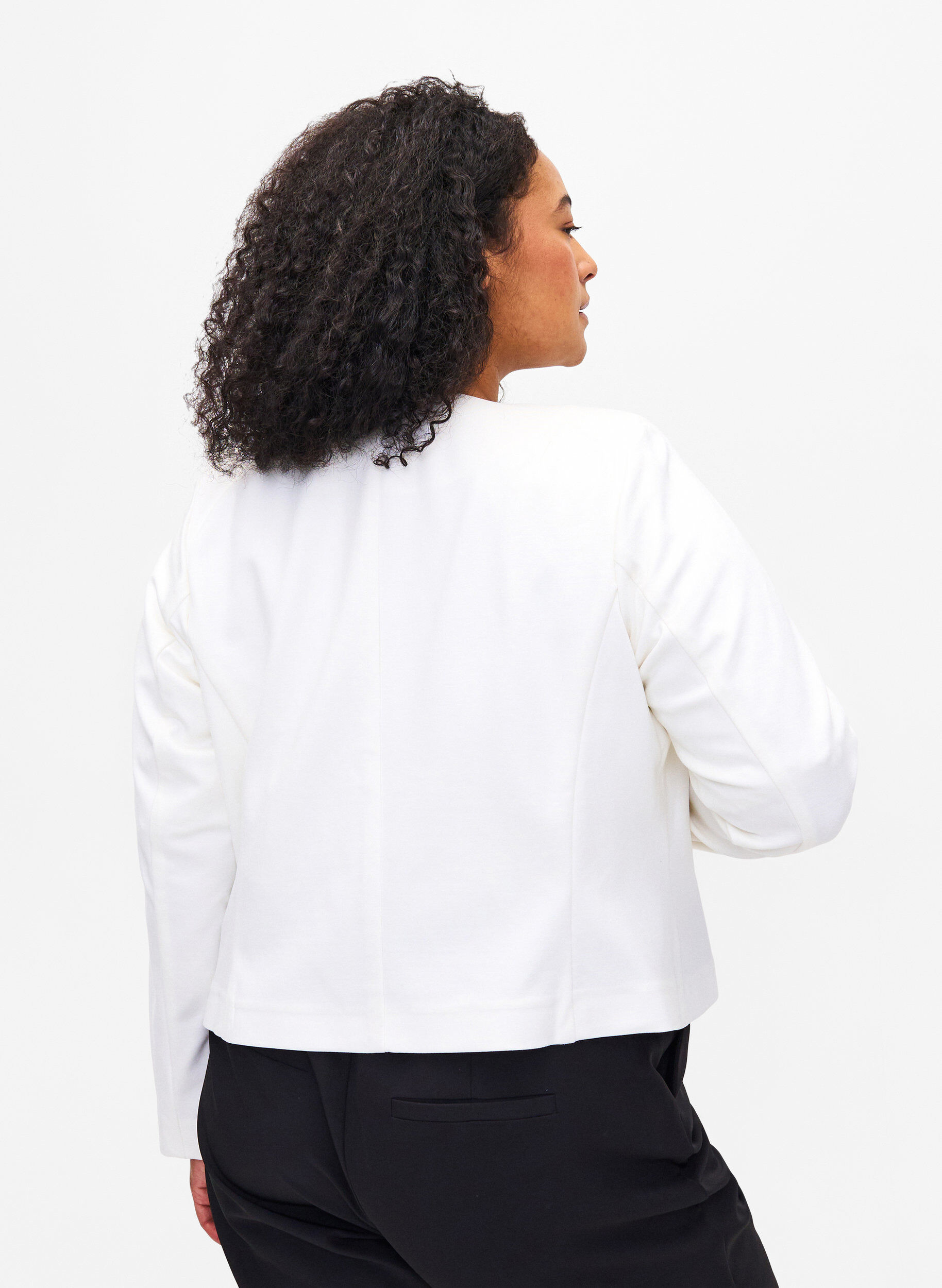 Zizzi Blazer court sans fermeture, Cloud Dancer, Model image number 1