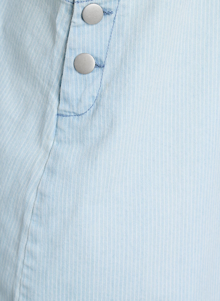 Robe salopette courte en jean de coton ray&eacute;, Bleu Clair, Packshot image number 3