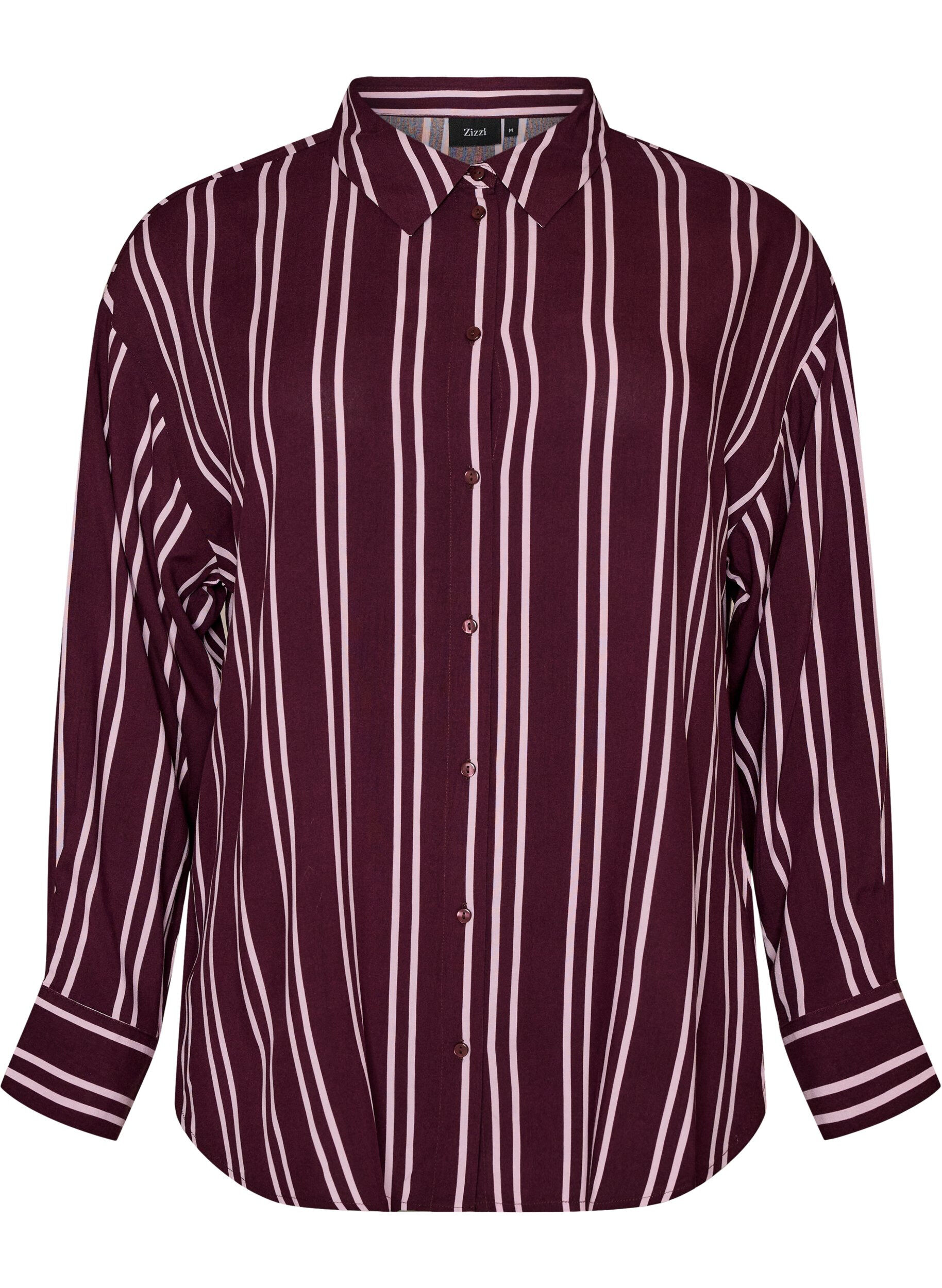 ZizziGestreiftes Nachthemd, Dunkles Bordeaux, Packshot image number 0
