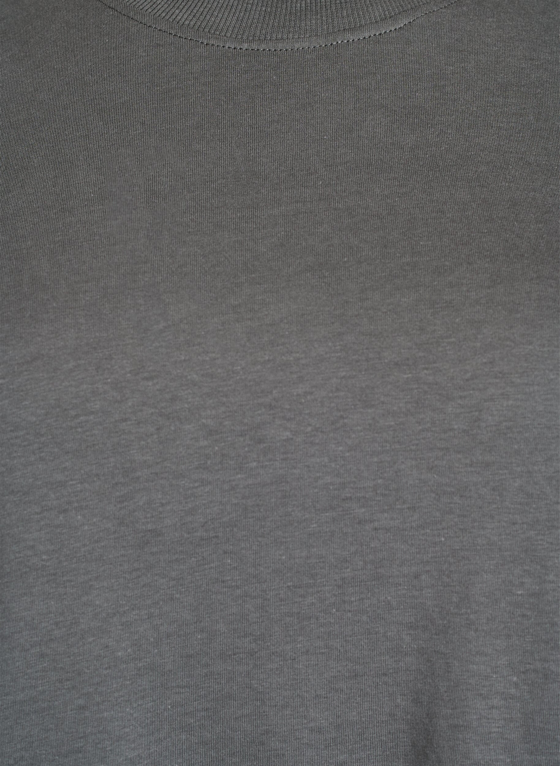 Zizzi Basic T-Shirt aus Baumwolle mit Rundhalsausschnitt, Grau, Packshot image number 2