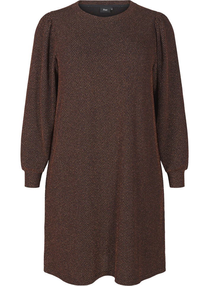 Robe avec un motif en zigzag et des paillettes, Copper ZigZagShimmer, Packshot image number 0