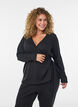 Wickelbluse aus Jersey mit Bindeband, Schwarz, Model image number 0
