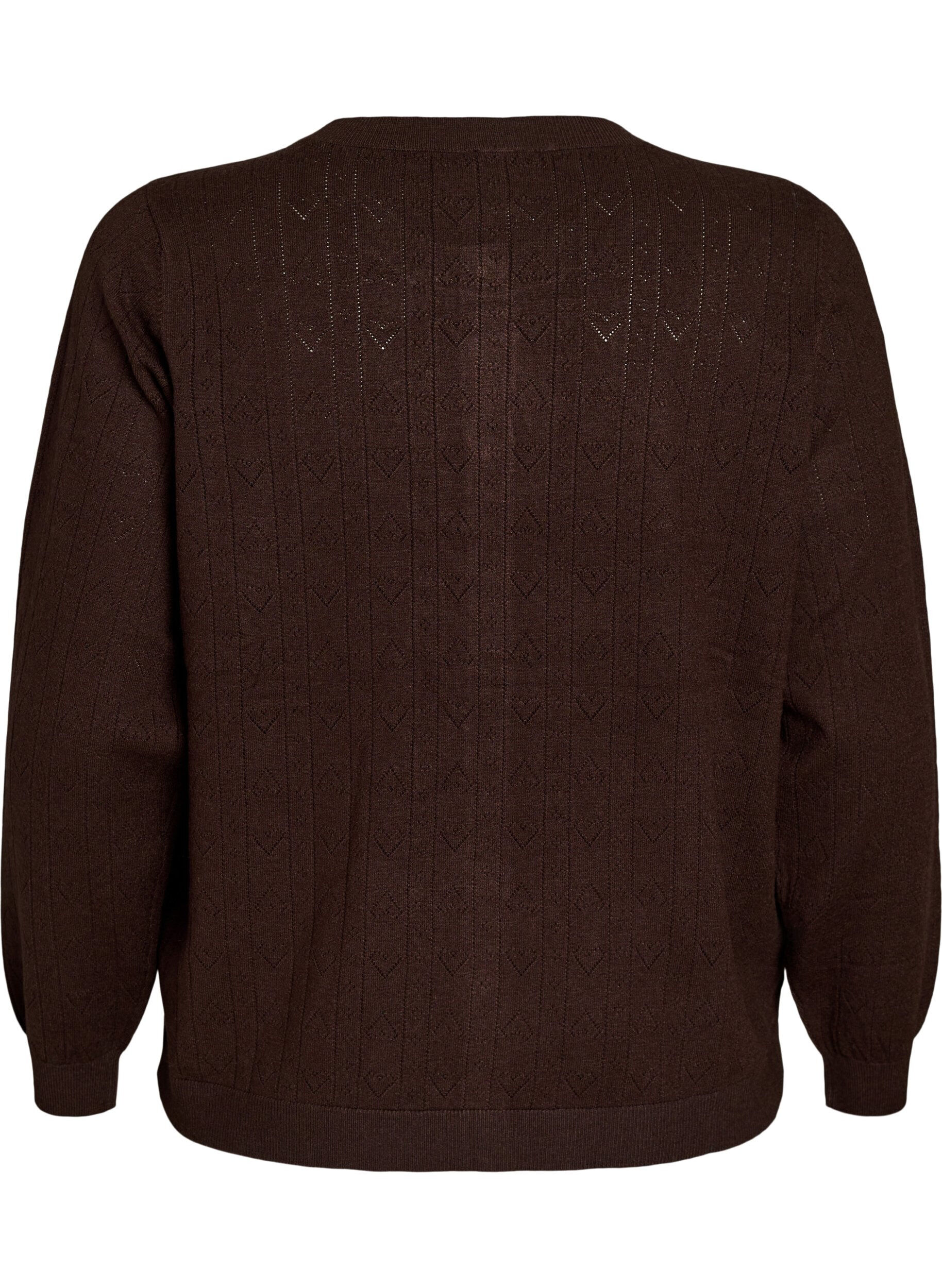 ZizziStrickjacke mit Herz-Lochstickerei, Braun, Packshot image number 1